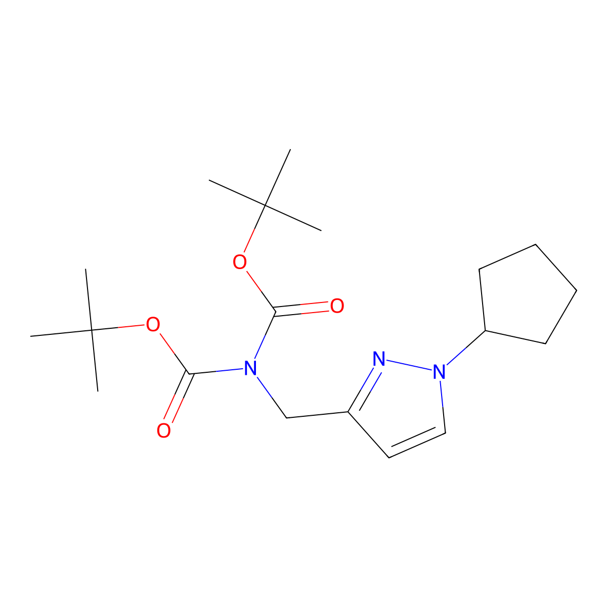 tert-butyl N-[(tert-butoxy)carbonyl]-N-[(1-cyclopentyl-1H-pyrazol-3-yl)methyl]carbamate molecular structure, CAS 2763751-14-8