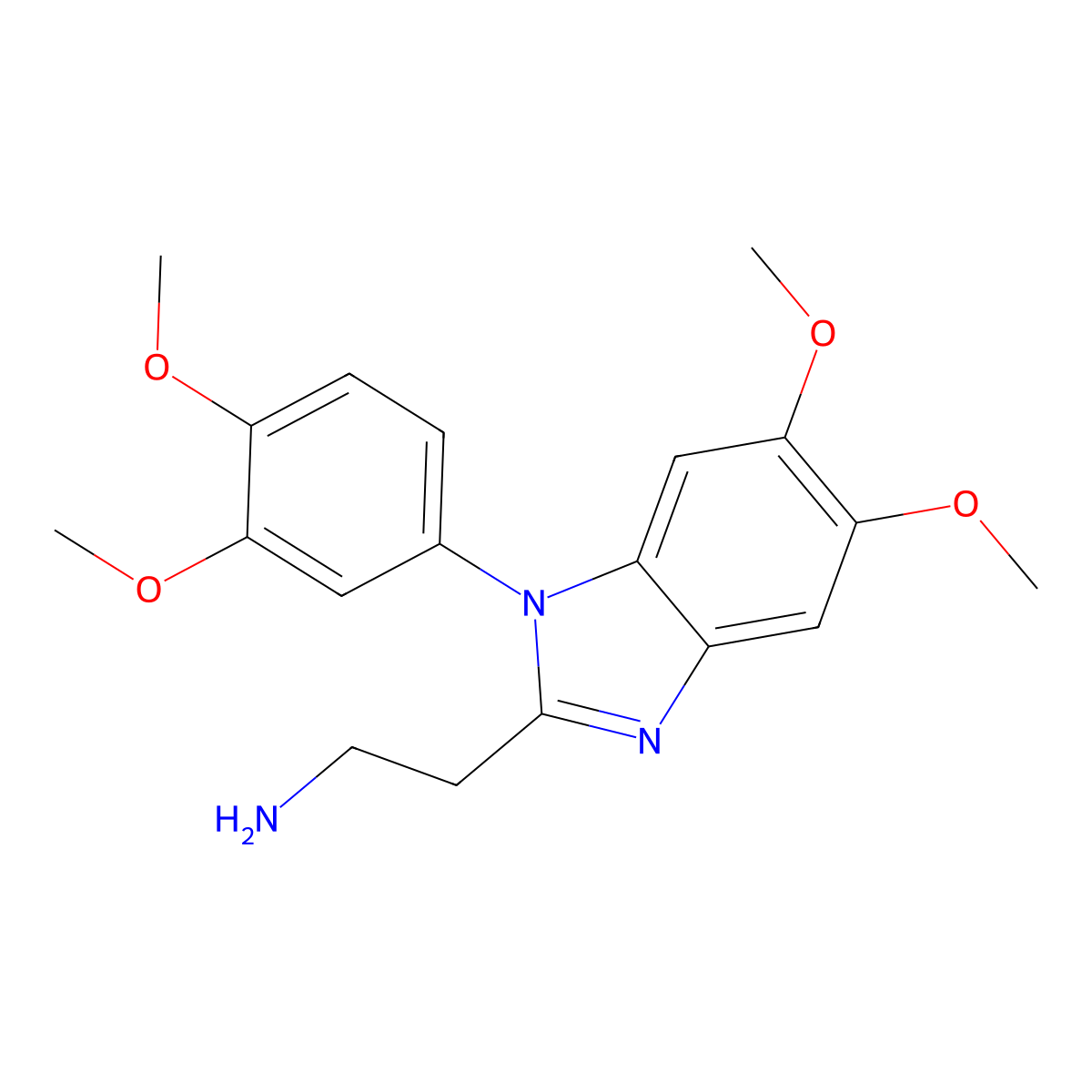 2-[1-(3,4-dimethoxyphenyl)-5,6-dimethoxy-1H-1,3-benzodiazol-2-yl]ethan-1-amine molecular structure, CAS 2763751-22-8