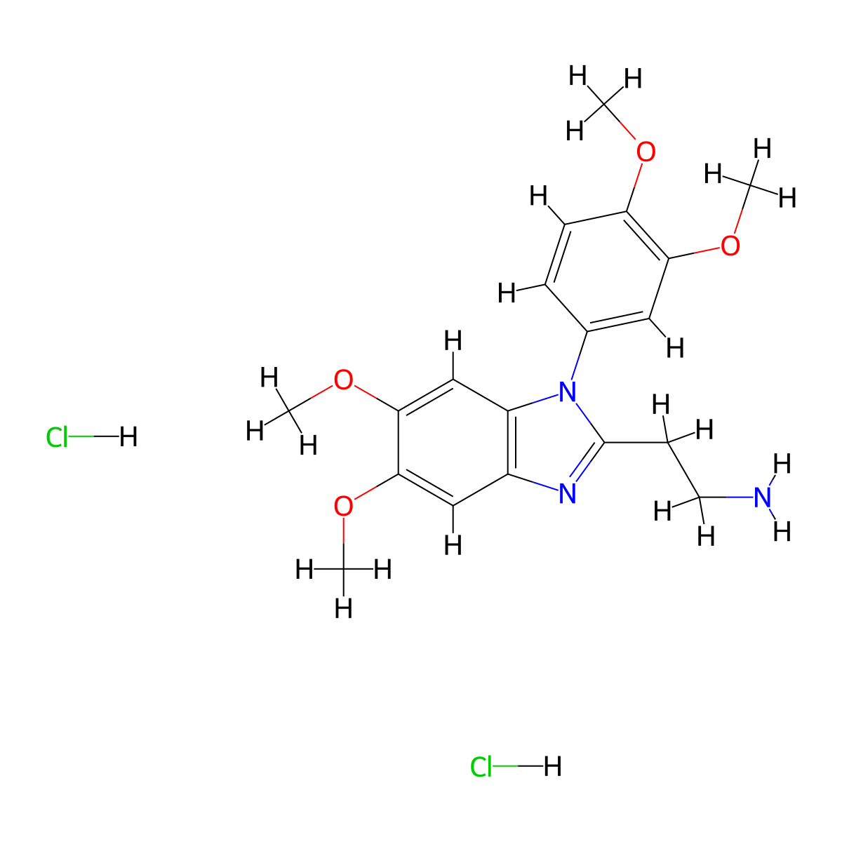 2-[1-(3,4-dimethoxyphenyl)-5,6-dimethoxy-1H-1,3-benzodiazol-2-yl]ethan-1-amine dihydrochloride molecular structure, CAS 2763751-23-9