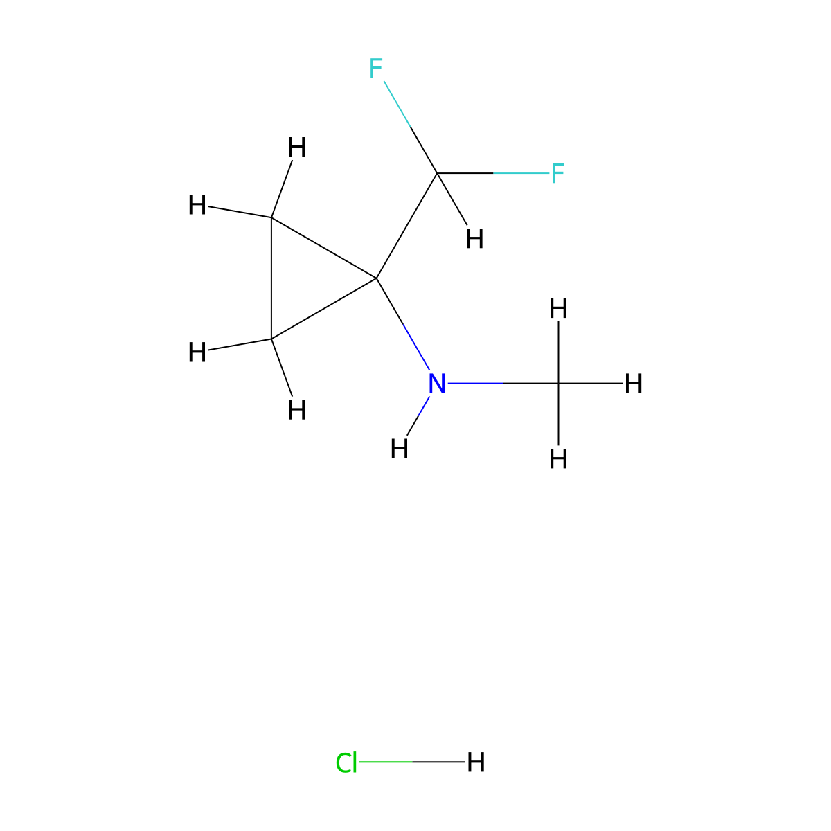 1-(difluoromethyl)-N-methylcyclopropan-1-amine hydrochloride molecular structure, CAS 2763751-33-1