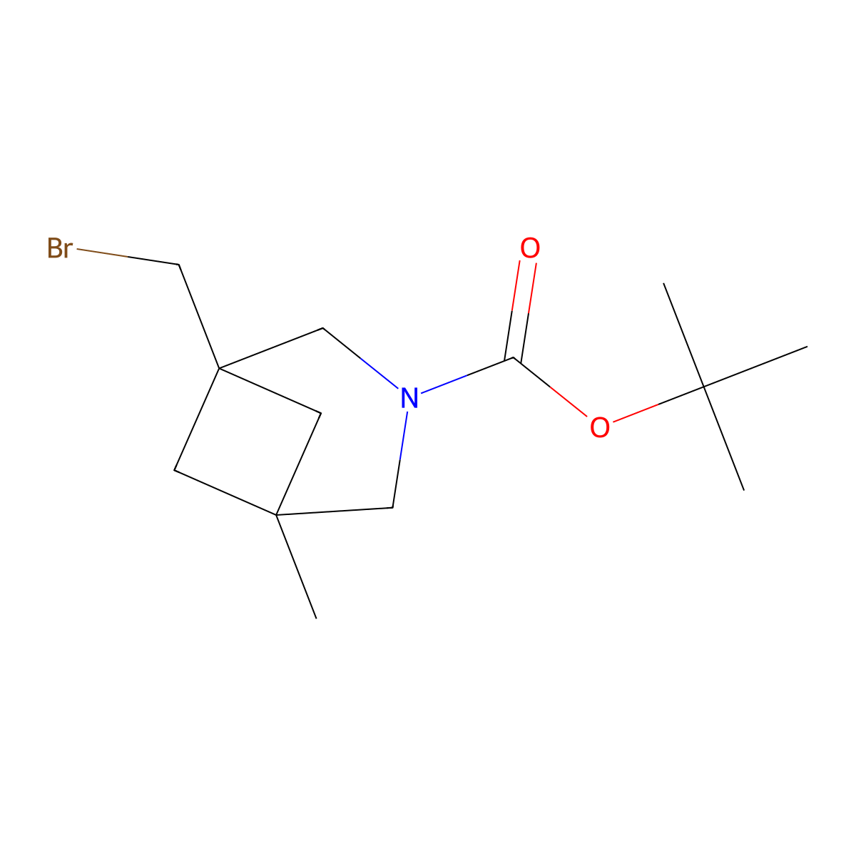Tert-butyl 1-(bromomethyl)-5-methyl-3-azabicyclo(3.1.1)heptane-3-carboxylate molecular structure, CAS 2763751-35-3