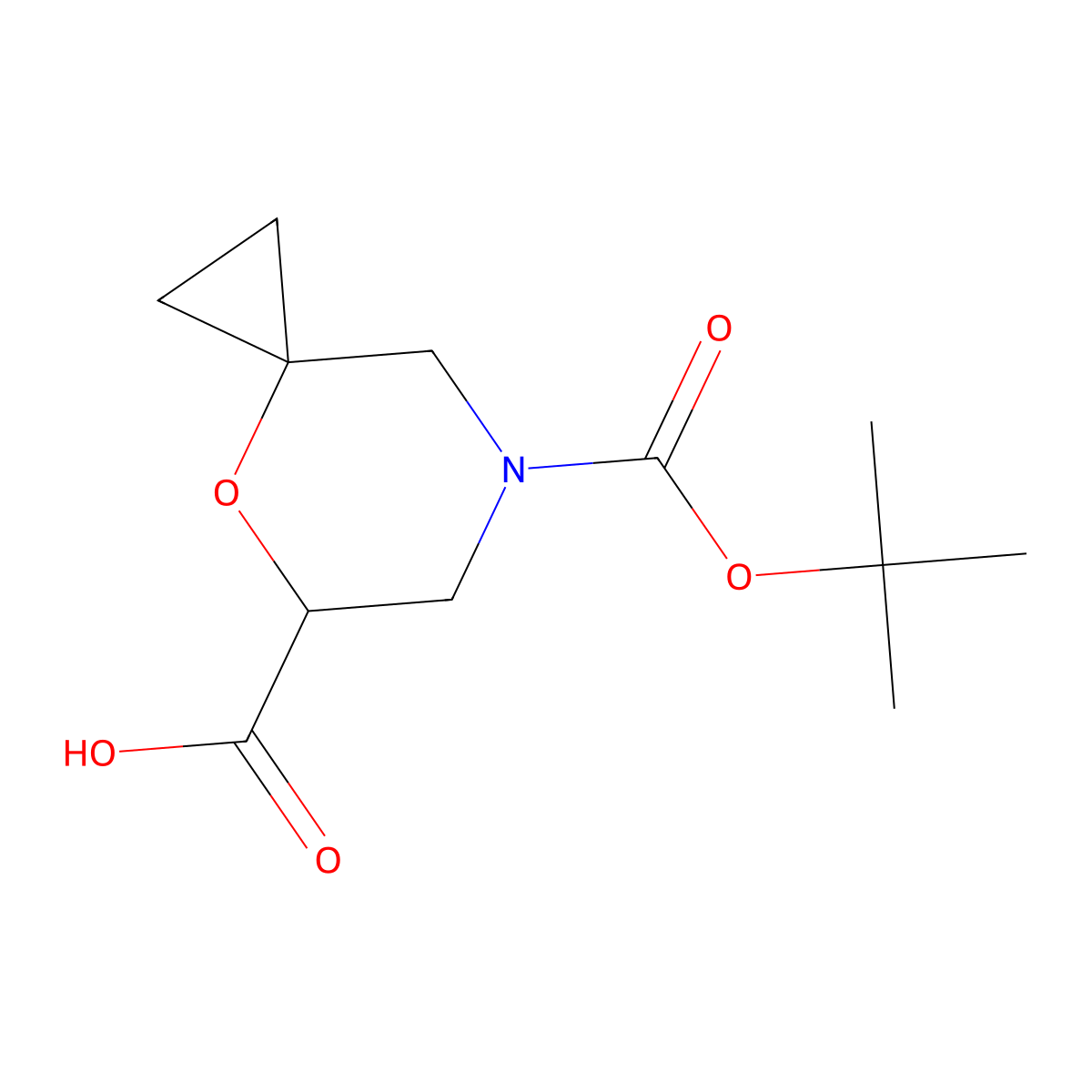 (5S)-7-[(tert-Butoxy)carbonyl]-4-oxa-7-aZaspiro[2.5]octane-5-carboxylic acid molecular structure, CAS 2763753-47-3