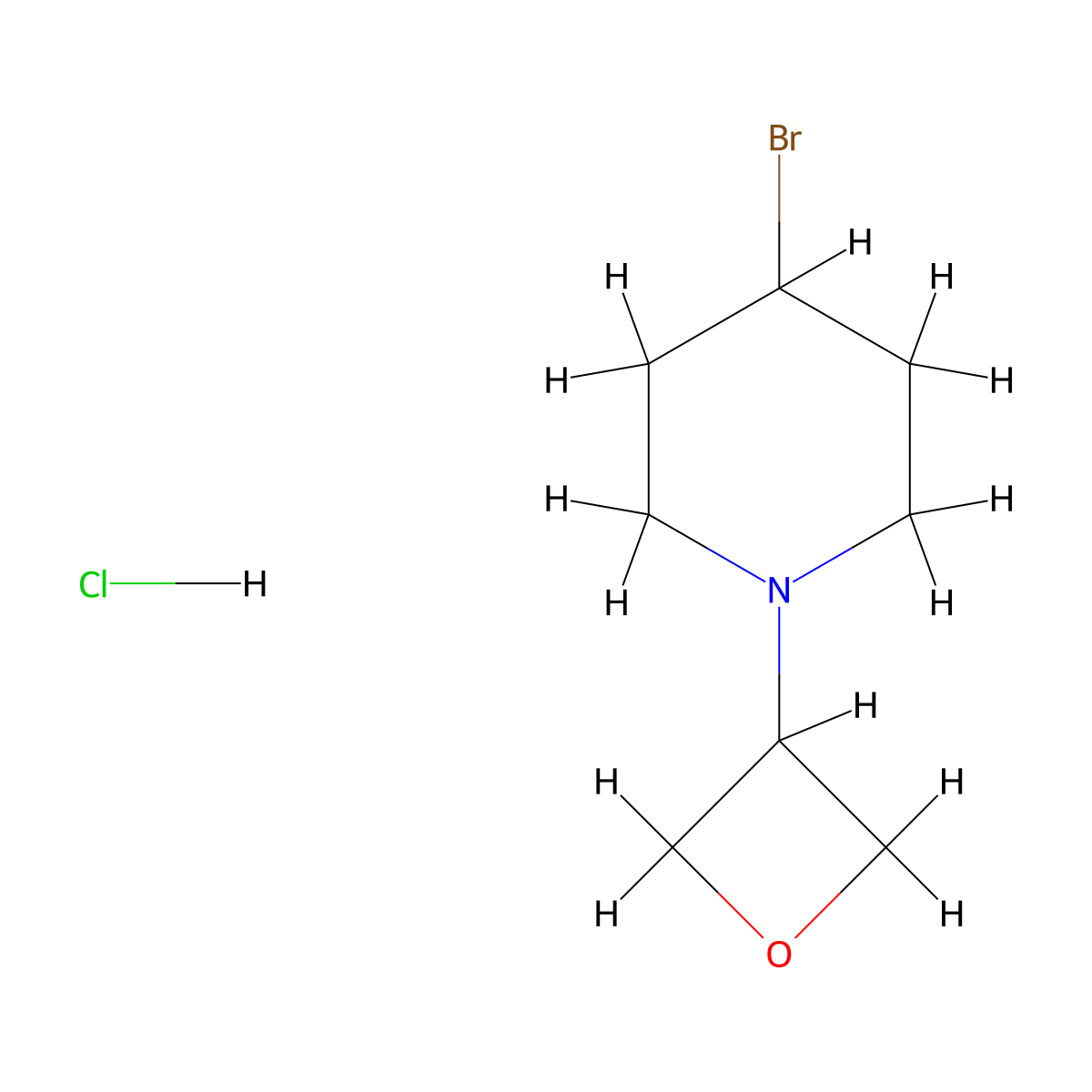 4-Bromo-1-(oxetan-3-yl)piperidine hydrochloride molecular structure, CAS 2763754-58-9