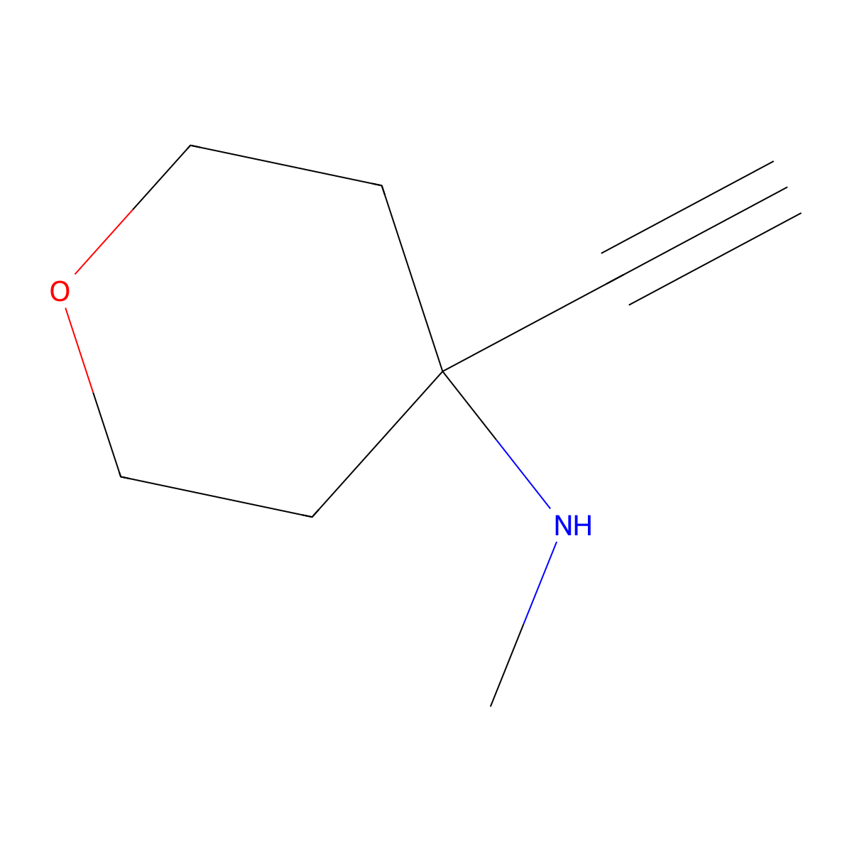 4-ethynyl-N-methyloxan-4-amine molecular structure, CAS 2763754-66-9