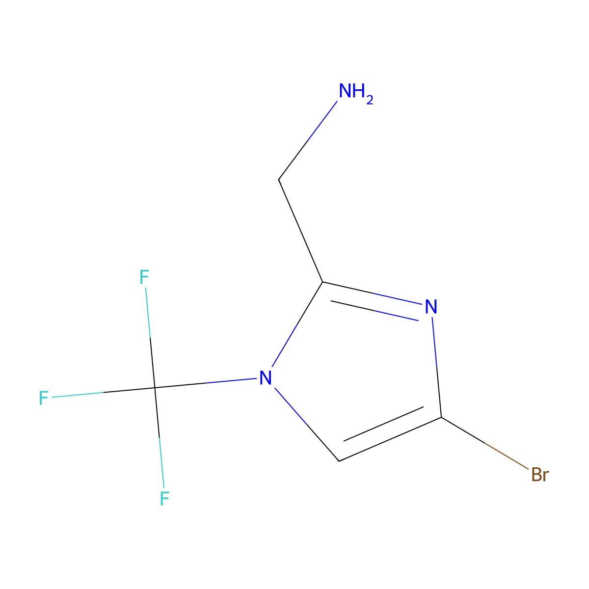1-[4-bromo-1-(trifluoromethyl)-1H-imidazol-2-yl]methanamine molecular structure, CAS 2763754-72-7