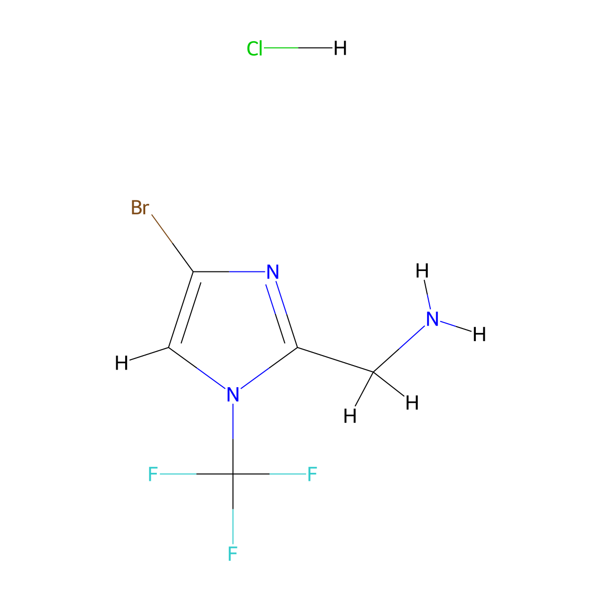 1-[4-bromo-1-(trifluoromethyl)-1H-imidazol-2-yl]methanamine hydrochloride molecular structure, CAS 2763754-73-8