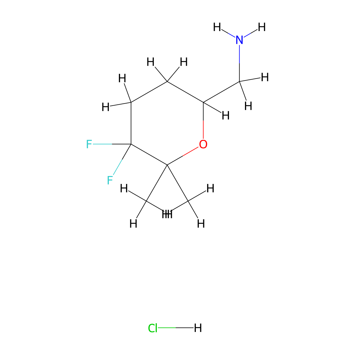 1-(5,5-Difluoro-6,6-dimethyloxan-2-yl)methanamine hydrochloride molecular structure, CAS 2763754-83-0