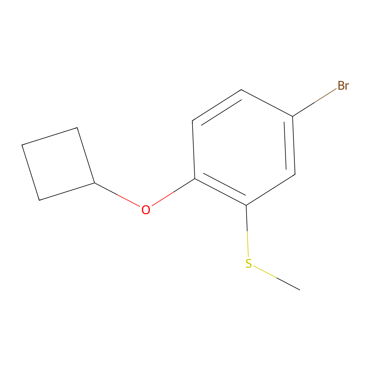 4-Bromo-1-cyclobutoxy-2-(methylsulfanyl)benzene molecular structure, CAS 2763754-91-0