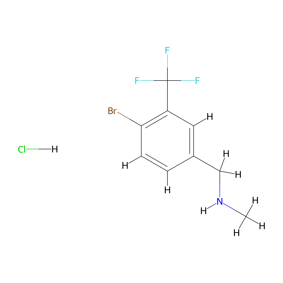 {[4-Bromo-3-(trifluoromethyl)phenyl]methyl}(methyl)amine hydrochloride molecular structure, CAS 2763755-14-0