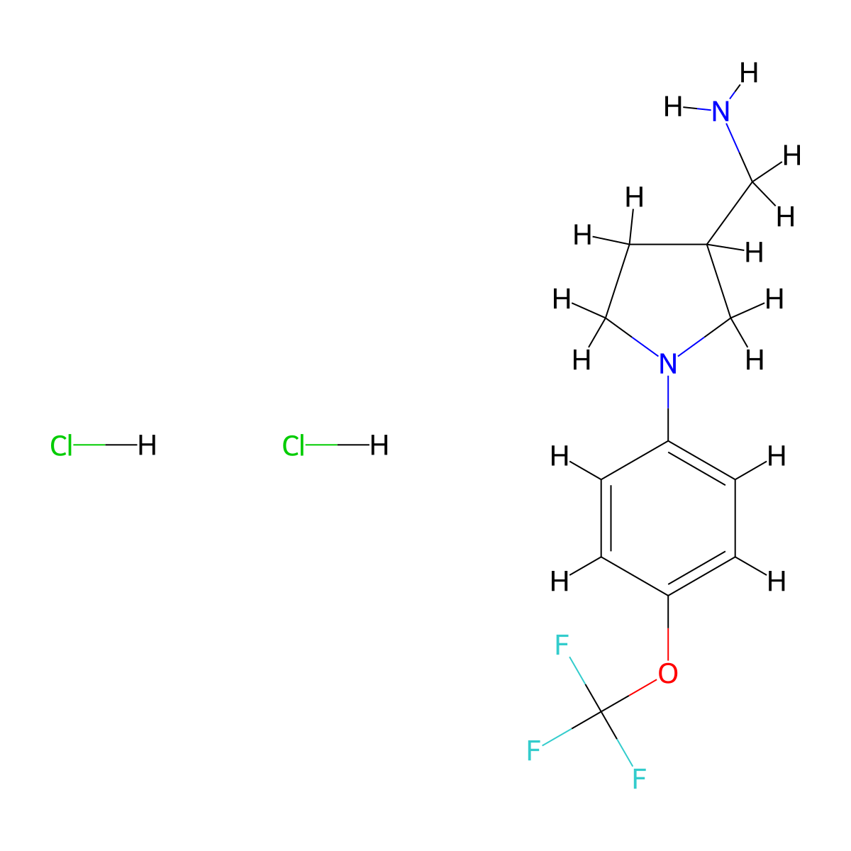 1-{1-[4-(Trifluoromethoxy)phenyl]pyrrolidin-3-yl}methanamine dihydrochloride molecular structure, CAS 2763755-16-2