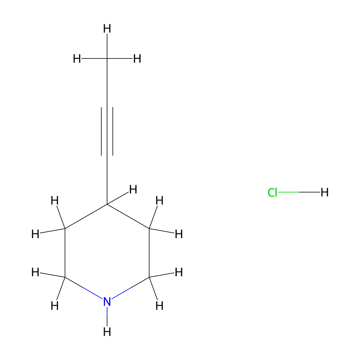 4-(Prop-1-yn-1-yl)piperidine hydrochloride molecular structure, CAS 2763755-17-3