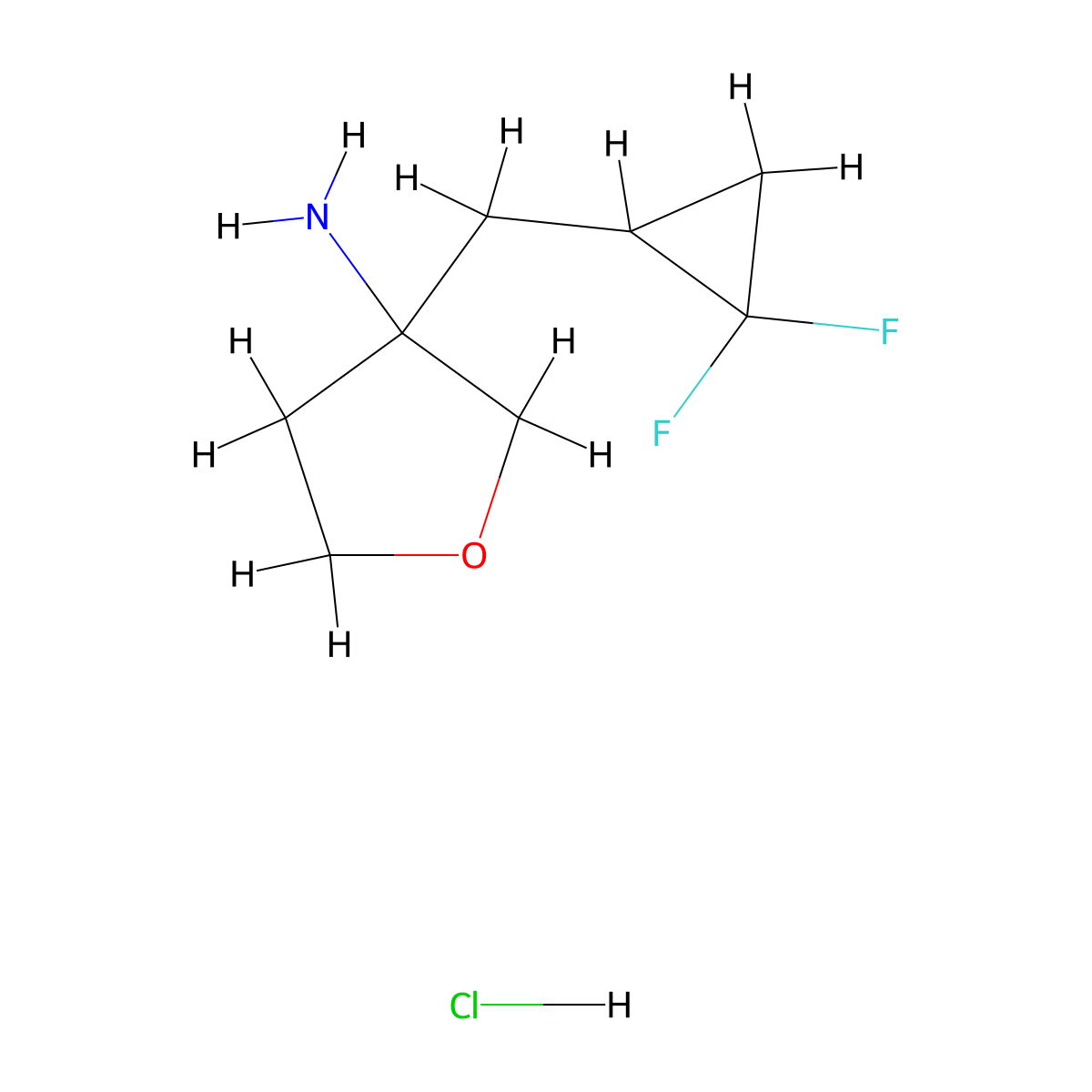 3-[(2,2-Difluorocyclopropyl)methyl]oxolan-3-amine hydrochloride molecular structure, CAS 2763755-20-8