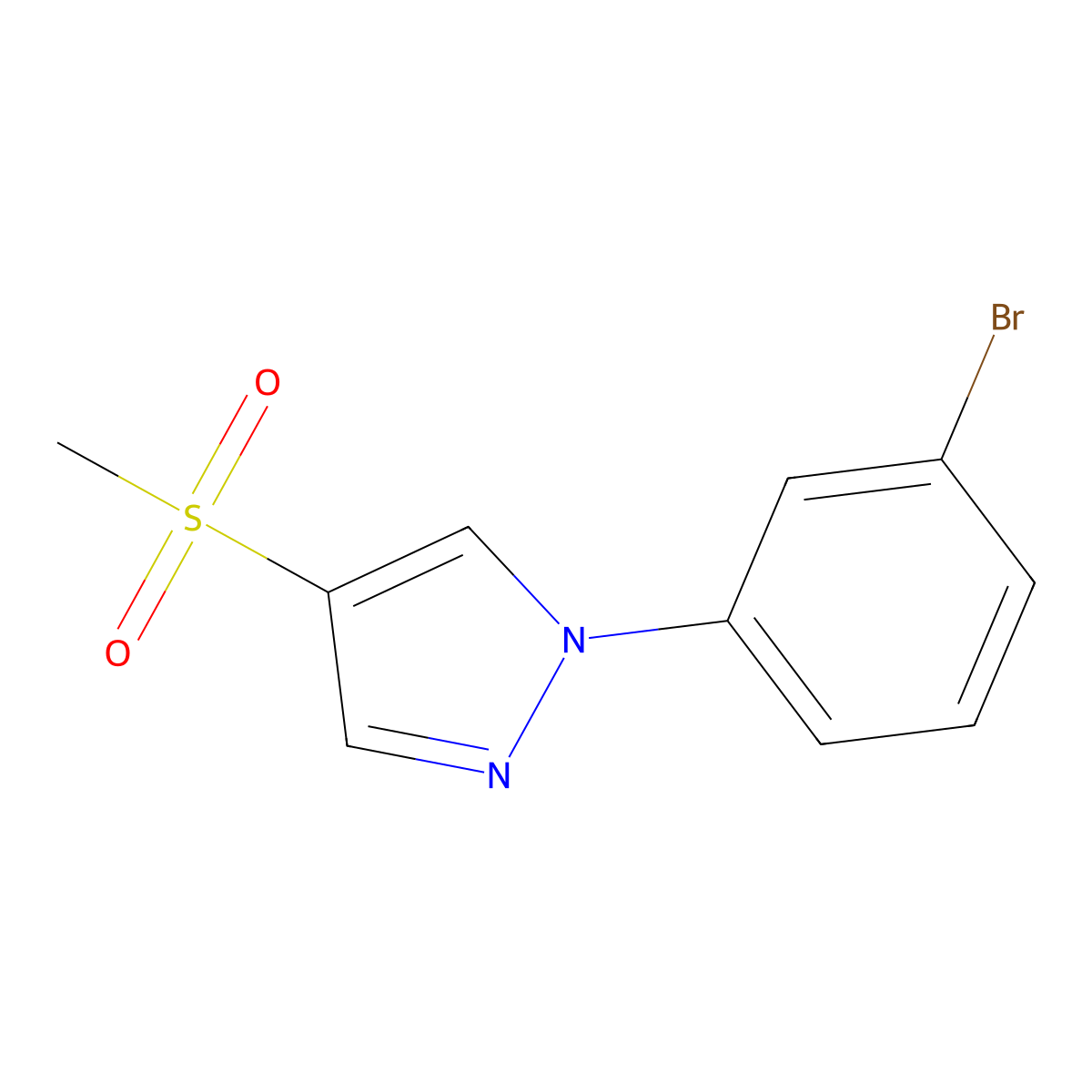 1-(3-bromophenyl)-4-methanesulfonyl-1H-pyrazole molecular structure, CAS 2763755-25-3