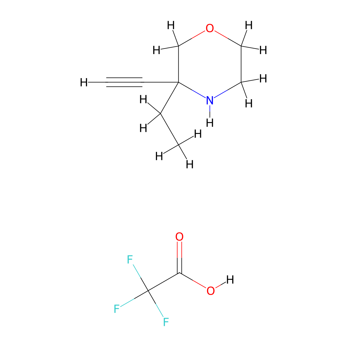 3-Ethyl-3-ethynylmorpholine, trifluoroacetic acid molecular structure, CAS 2763755-37-7