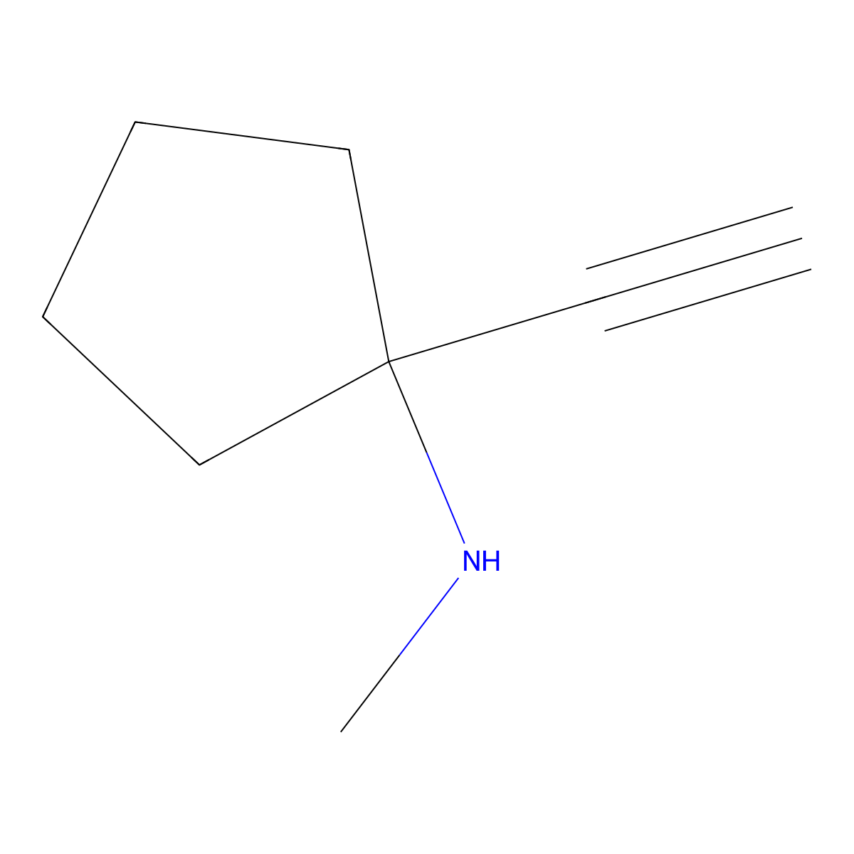 1-ethynyl-N-methylcyclopentan-1-amine molecular structure, CAS 2763755-40-2