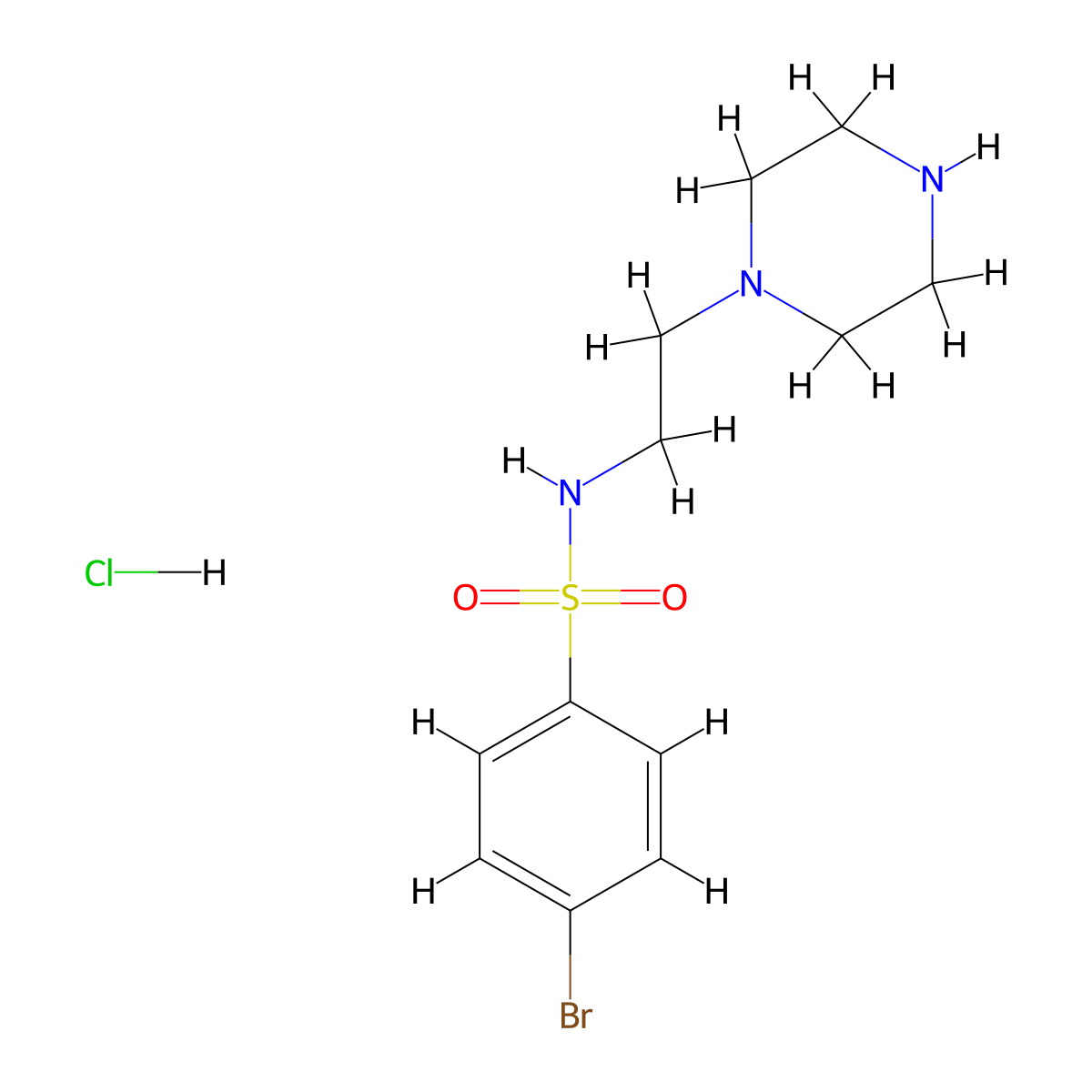 4-bromo-N-[2-(piperazin-1-yl)ethyl]benzene-1-sulfonamide hydrochloride molecular structure, CAS 2763755-49-1