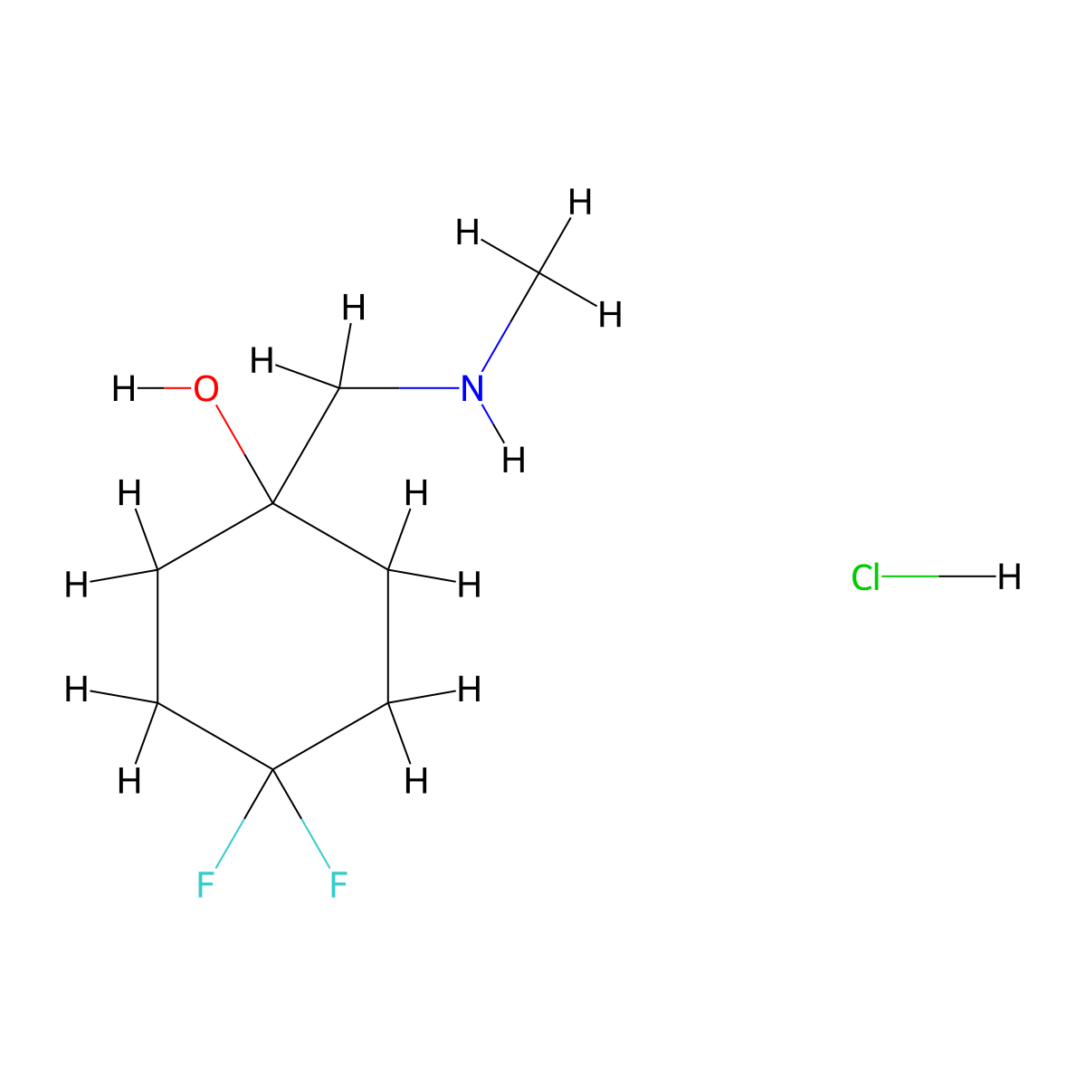 4,4-Difluoro-1-[(methylamino)methyl]cyclohexan-1-ol hydrochloride molecular structure, CAS 2763755-50-4