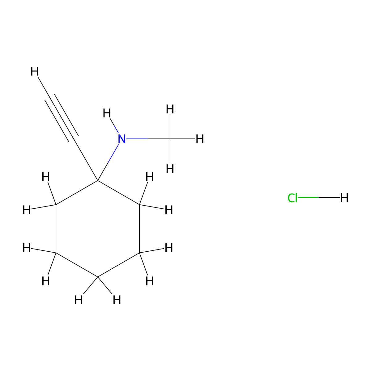 1-ethynyl-N-methylcyclohexan-1-amine hydrochloride molecular structure, CAS 2763755-53-7