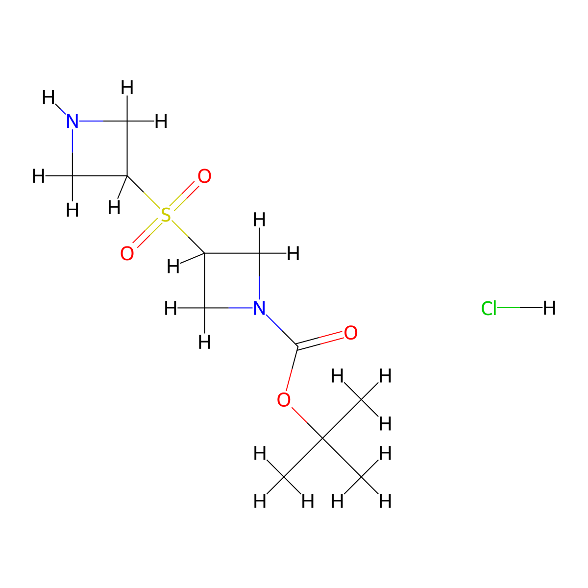 Tert-butyl 3-(azetidine-3-sulfonyl)azetidine-1-carboxylate hydrochloride molecular structure, CAS 2763755-57-1