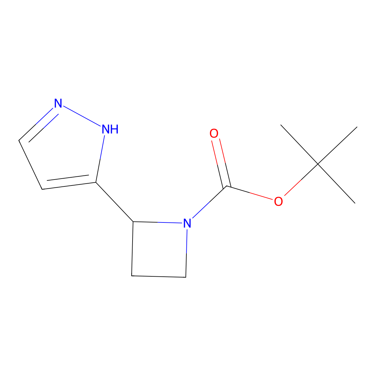 tert-butyl 2-(1H-pyrazol-3-yl)azetidine-1-carboxylate molecular structure, CAS 2763755-59-3