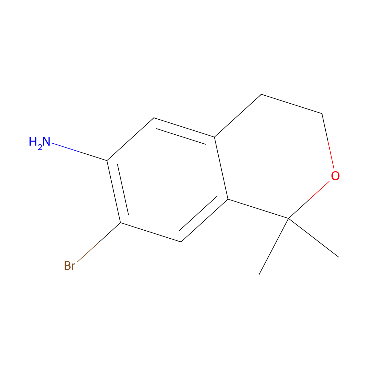 7-bromo-1,1-dimethyl-3,4-dihydro-1H-2-benzopyran-6-amine molecular structure, CAS 2763755-69-5