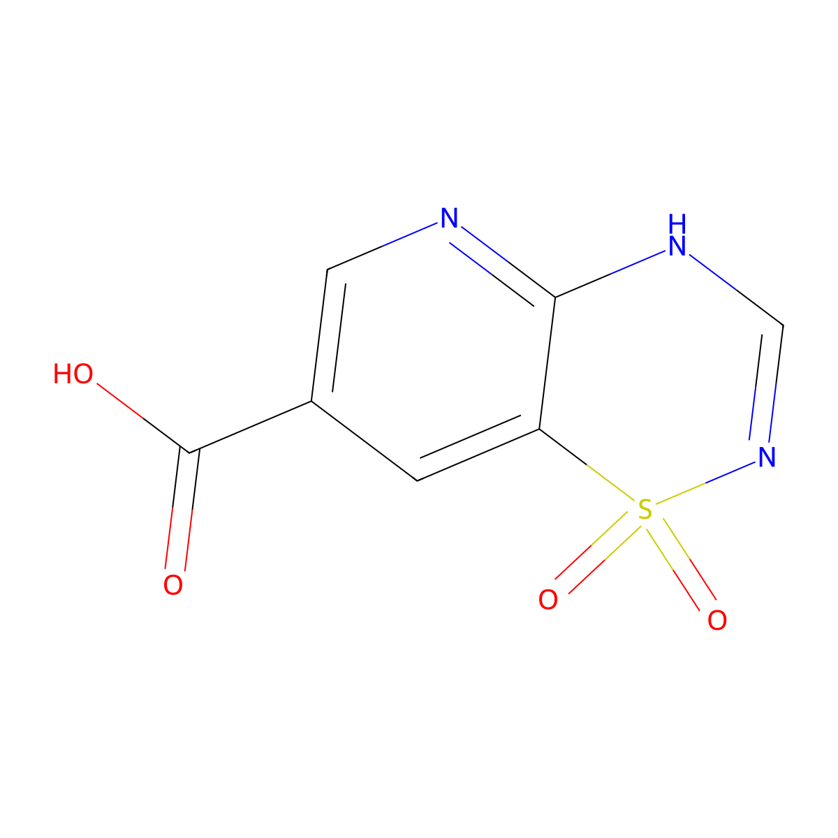 1,1-dioxo-4H-1lambda6-pyrido[2,3-e][1,2,4]thiadiazine-7-carboxylic acid molecular structure, CAS 2763755-71-9