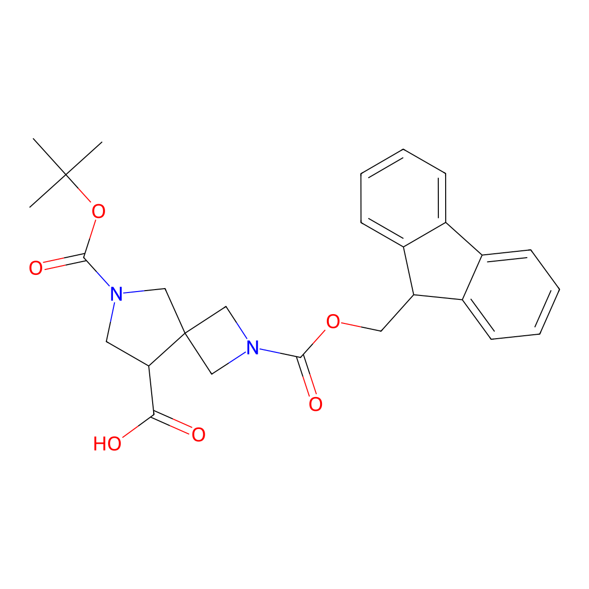 6-[(tert-butoxy)carbonyl]-2-{[(9H-fluoren-9-yl)methoxy]carbonyl}-2,6-diazaspiro[3.4]octane-8-carboxylic acid molecular structure, CAS 2763755-74-2