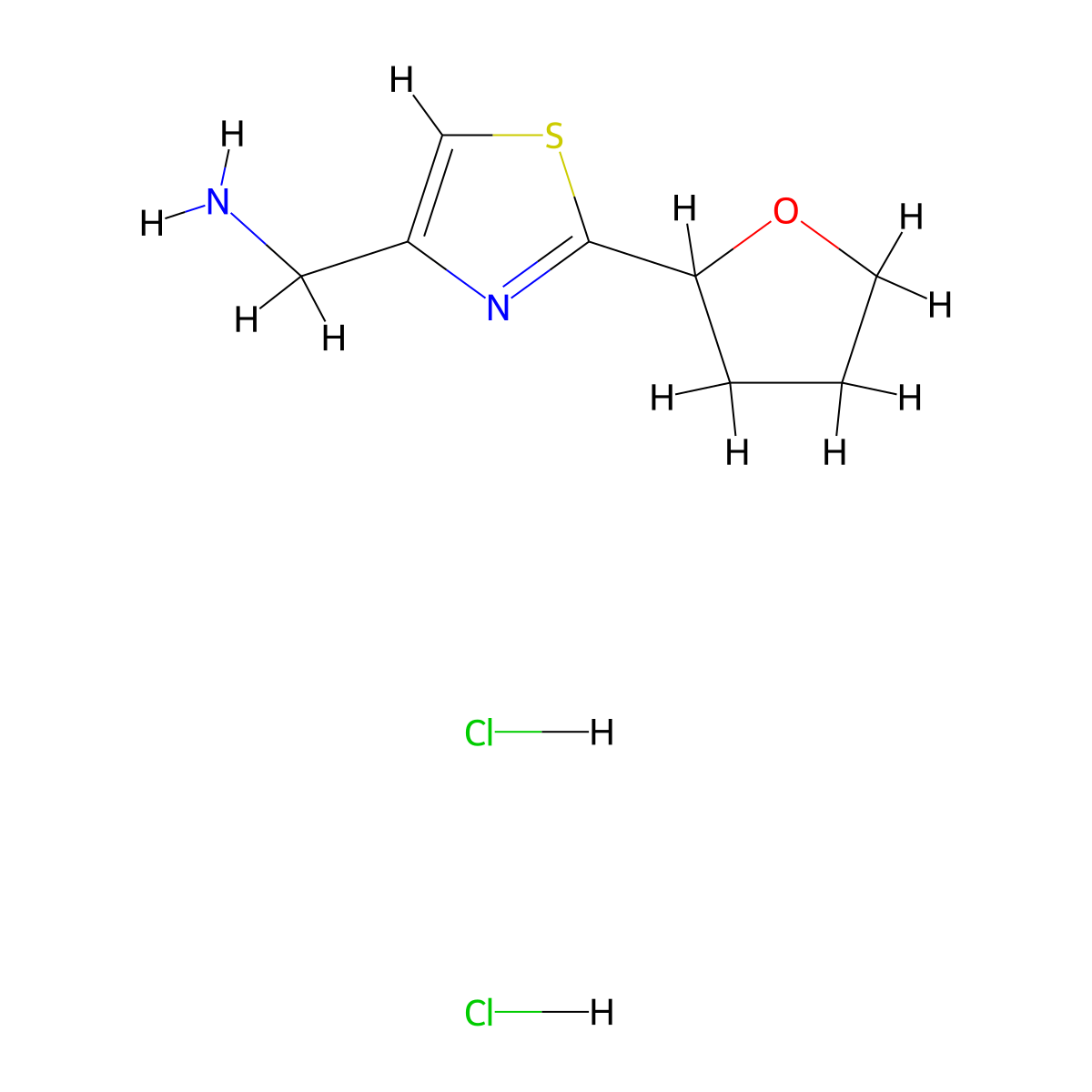 1-(2-(Oxolan-2-yl)-1,3-thiazol-4-yl)methanamine dihydrochloride molecular structure, CAS 2763755-89-9