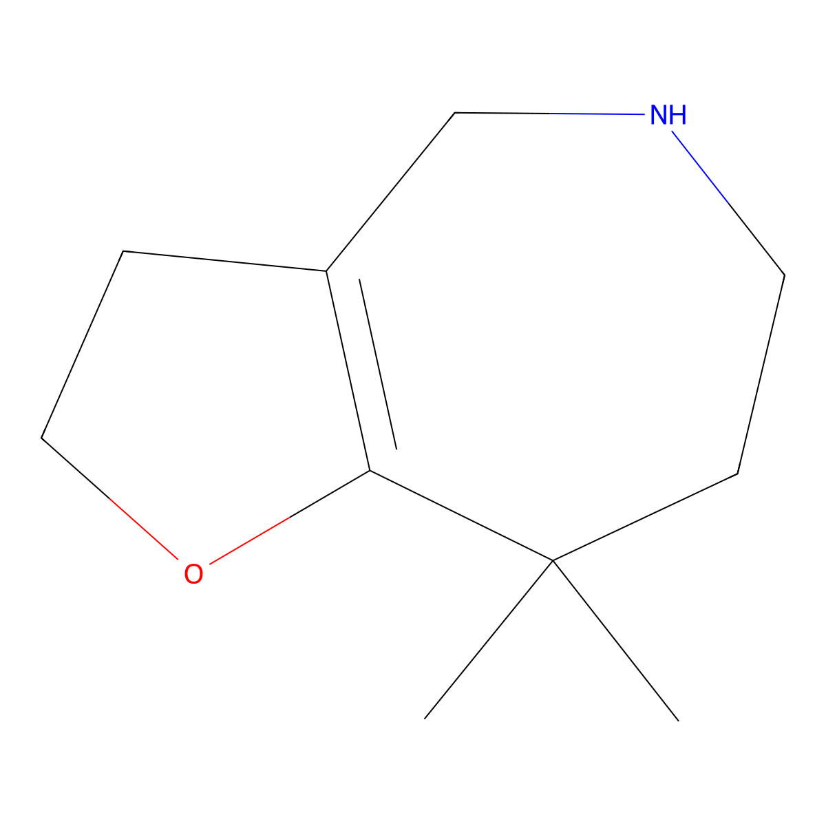 8,8-dimethyl-2H,3H,4H,5H,6H,7H,8H-furo[3,2-c]azepine molecular structure, CAS 2763755-95-7