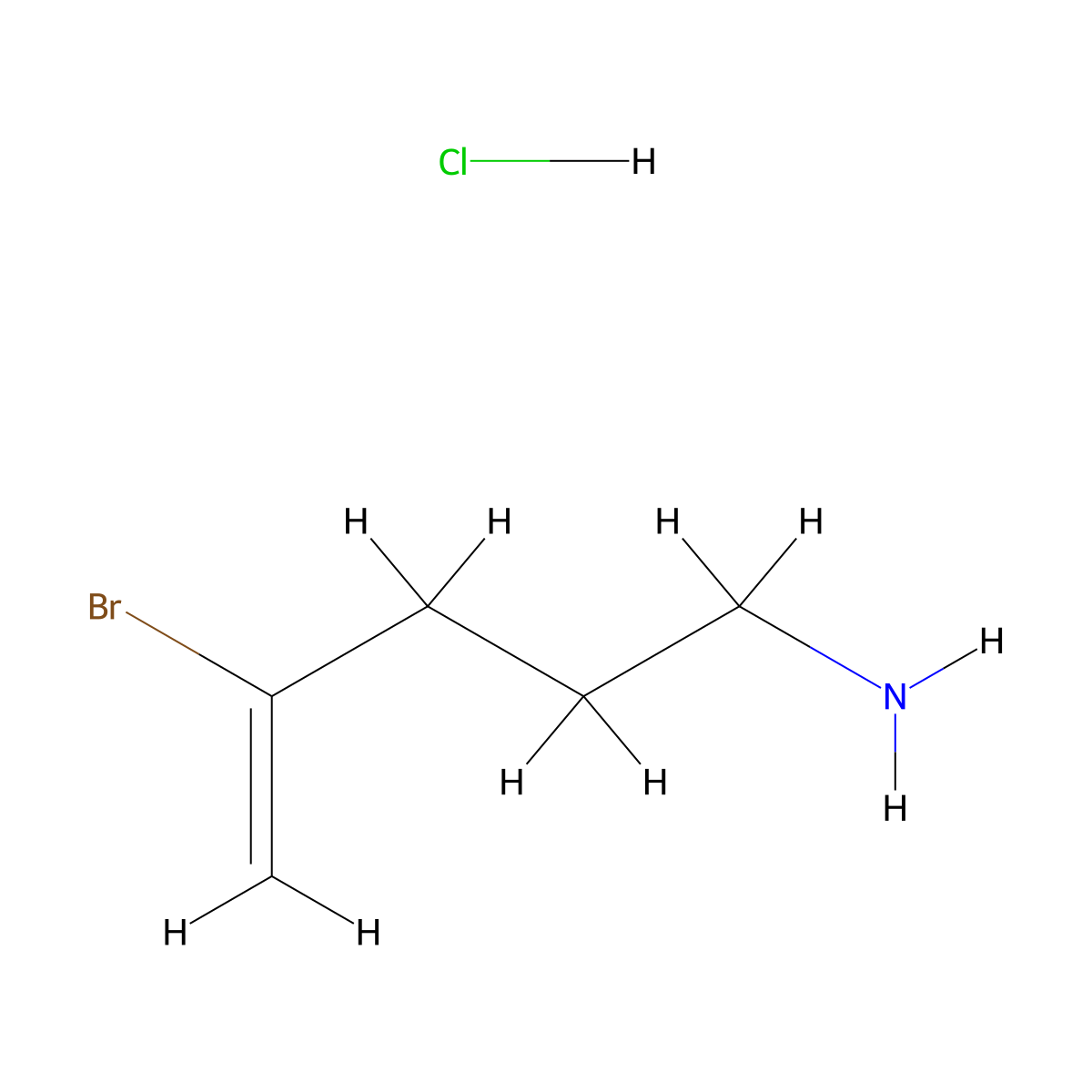 4-Bromopent-4-en-1-amine hydrochloride molecular structure, CAS 2763756-00-7