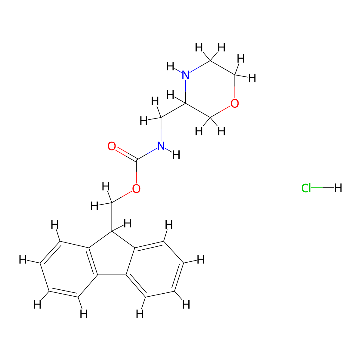 (9H-fluoren-9-yl)methyl N-[(morpholin-3-yl)methyl]carbamate hydrochloride molecular structure, CAS 2763756-07-4