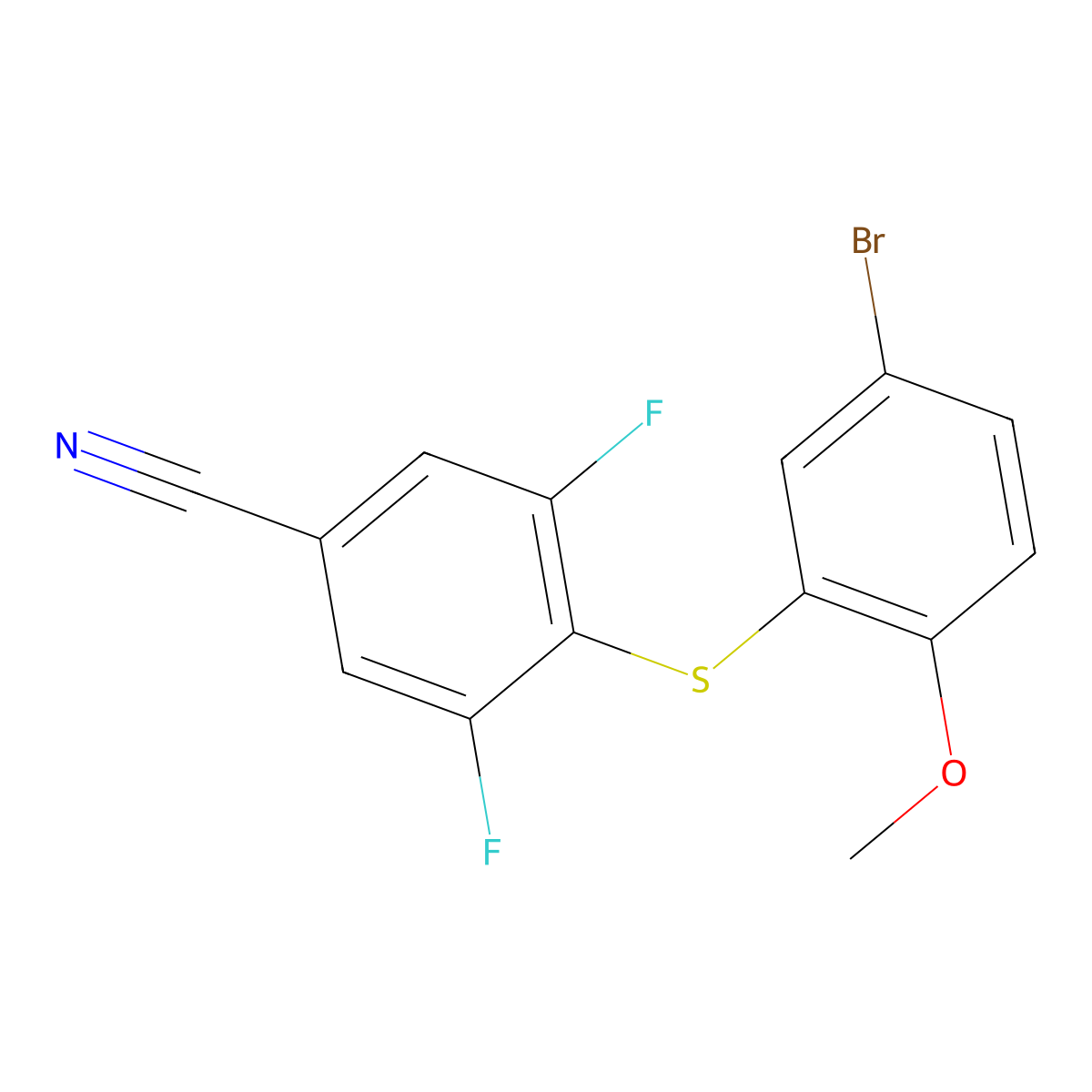 4-[(5-Bromo-2-methoxyphenyl)sulfanyl]-3,5-difluorobenzonitrile molecular structure, CAS 2763756-12-1