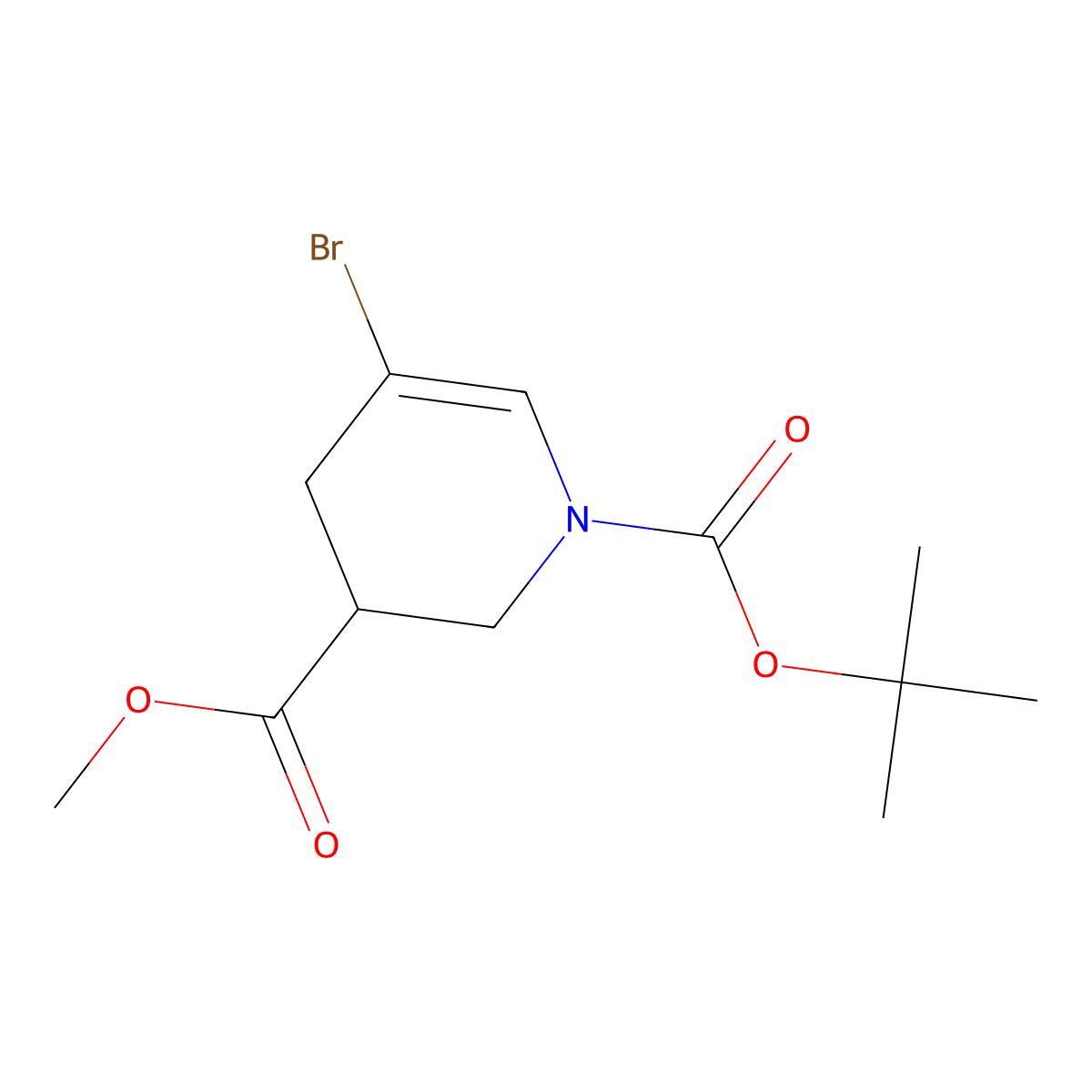 1-Tert-butyl 3-methyl 5-bromo-1,2,3,4-tetrahydropyridine-1,3-dicarboxylate molecular structure, CAS 2763756-19-8