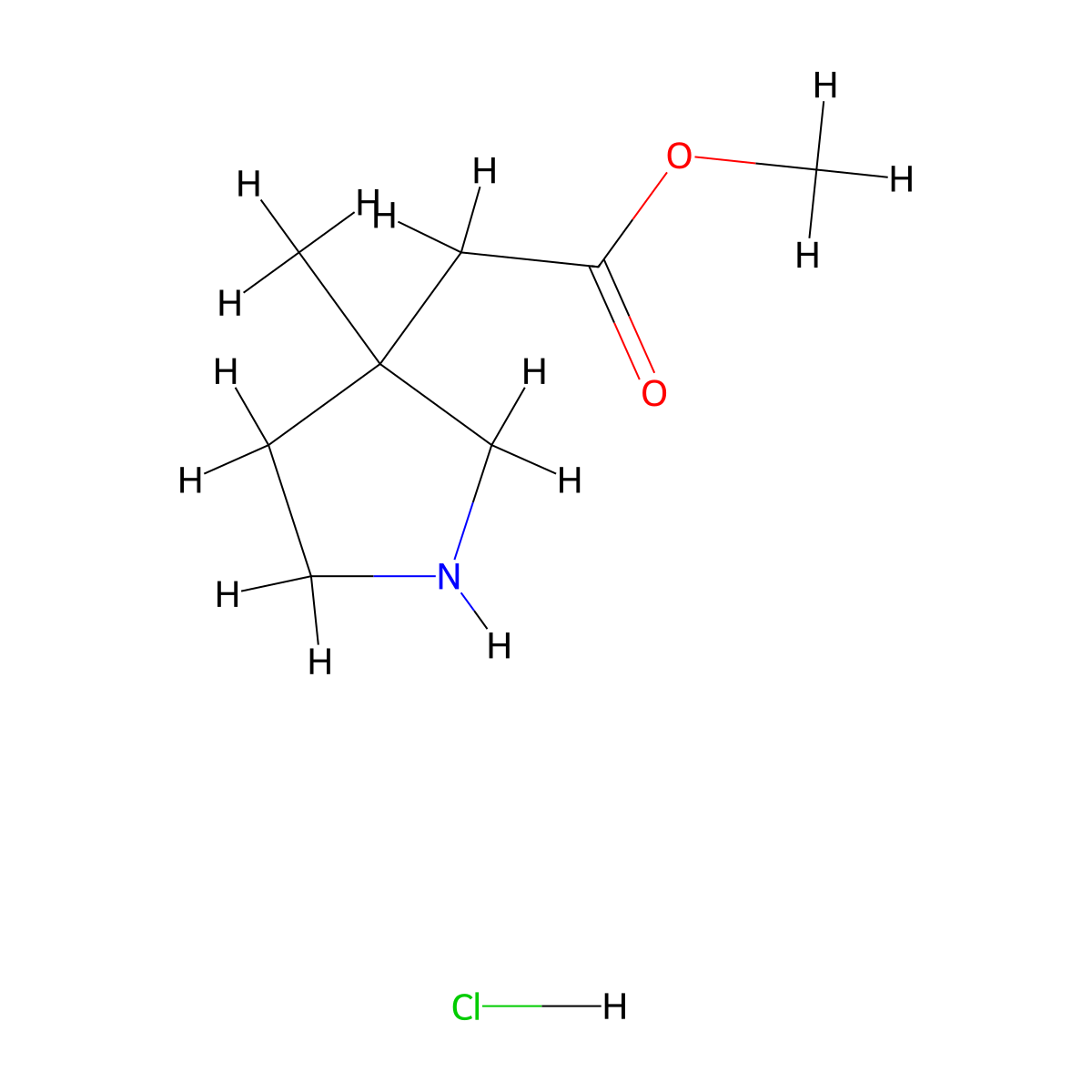Methyl2-(3-methylpyrrolidin-3-yl)acetatehydrochloride molecular structure, CAS 2763756-21-2