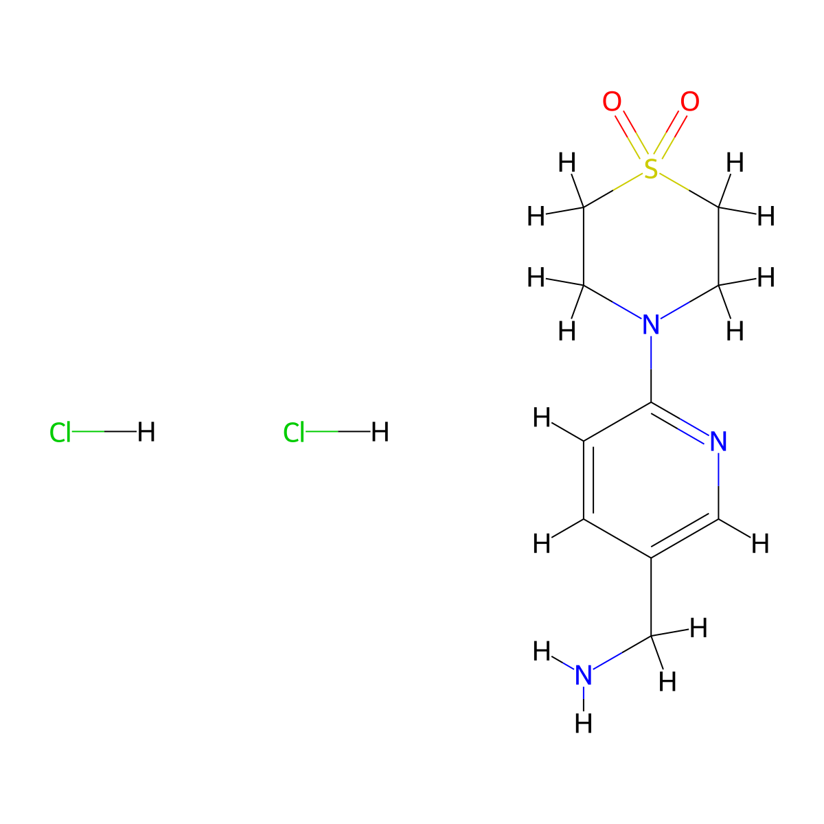 4-(5-(Aminomethyl)pyridin-2-yl)-1lambda6-thiomorpholine-1,1-dione dihydrochloride molecular structure, CAS 2763756-24-5