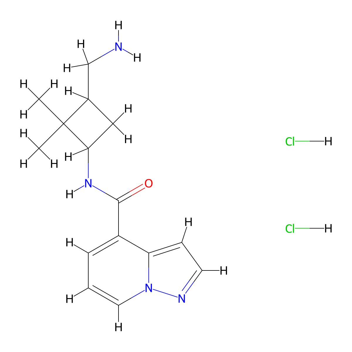 N-[3-(aminomethyl)-2,2-dimethylcyclobutyl]pyrazolo[1,5-a]pyridine-4-carboxamide dihydrochloride molecular structure, CAS 2763756-37-0