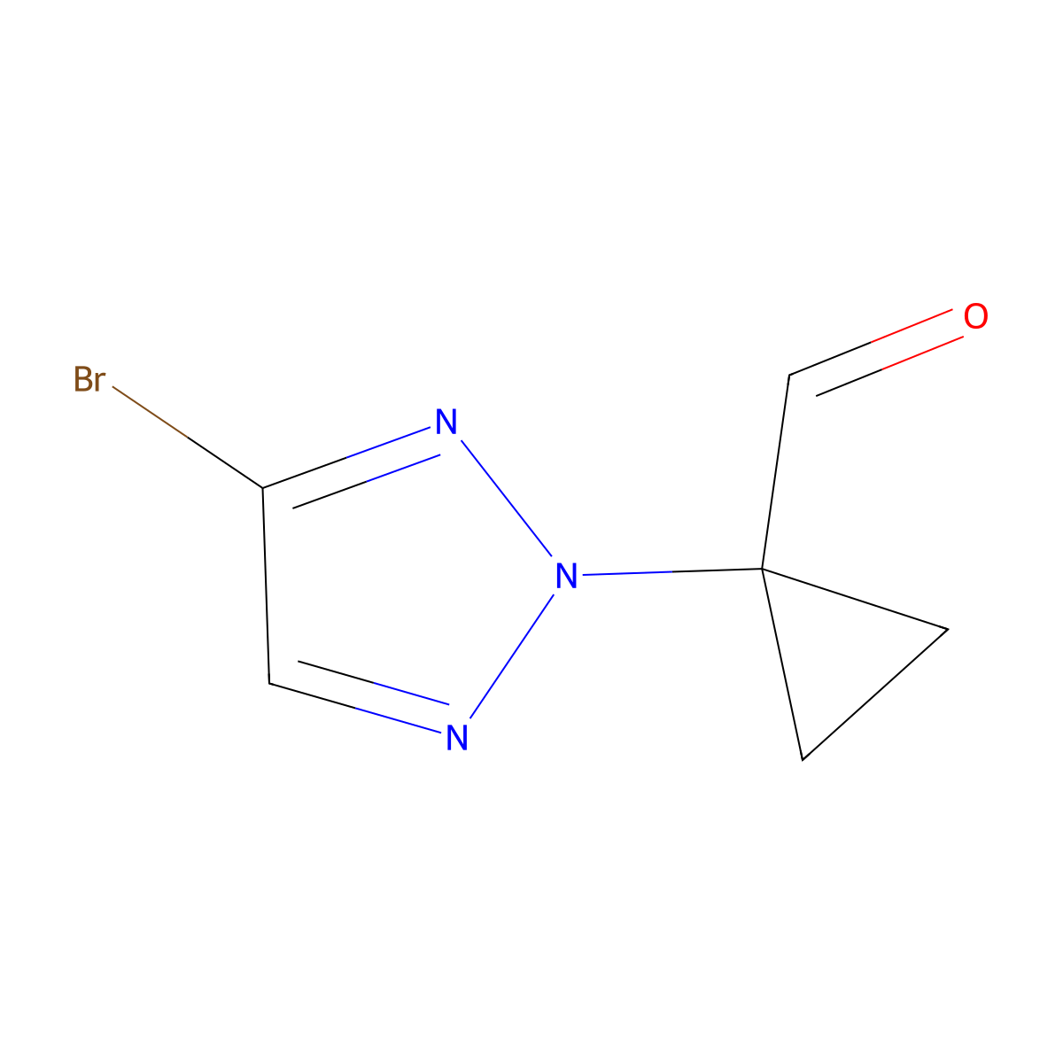 1-(4-bromo-2H-1,2,3-triazol-2-yl)cyclopropane-1-carbaldehyde molecular structure, CAS 2763756-39-2