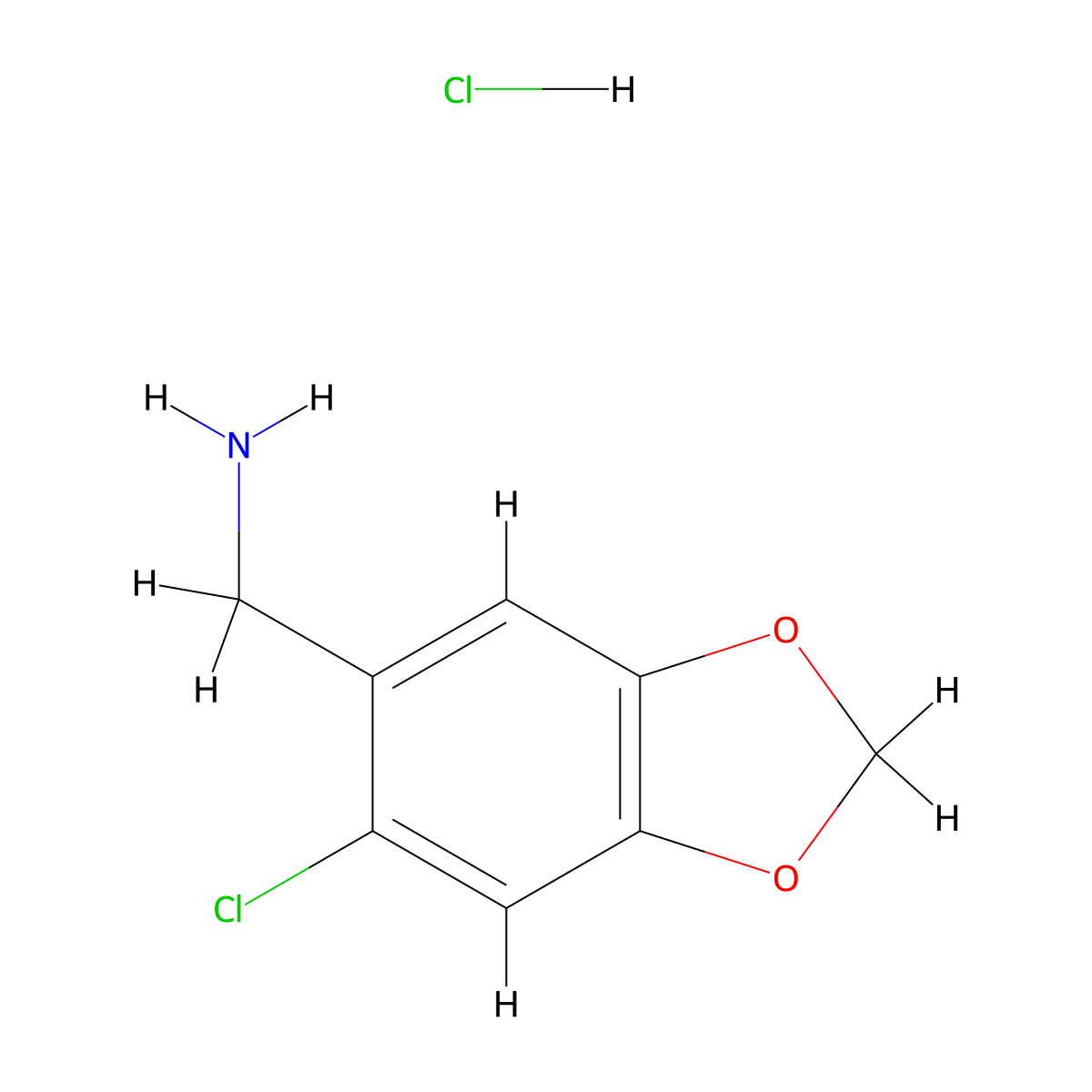 1-(6-Chloro-1,3-dioxaindan-5-yl)methanamine hydrochloride molecular structure, CAS 2763756-41-6