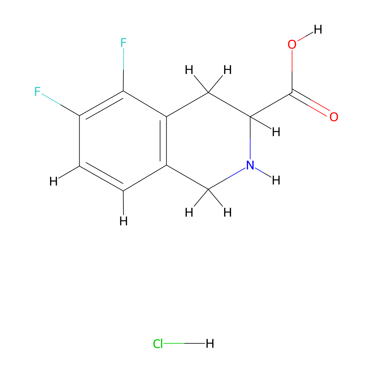 5,6-Difluoro-1,2,3,4-tetrahydroisoquinoline-3-carboxylic acid hydrochloride molecular structure, CAS 2763756-43-8