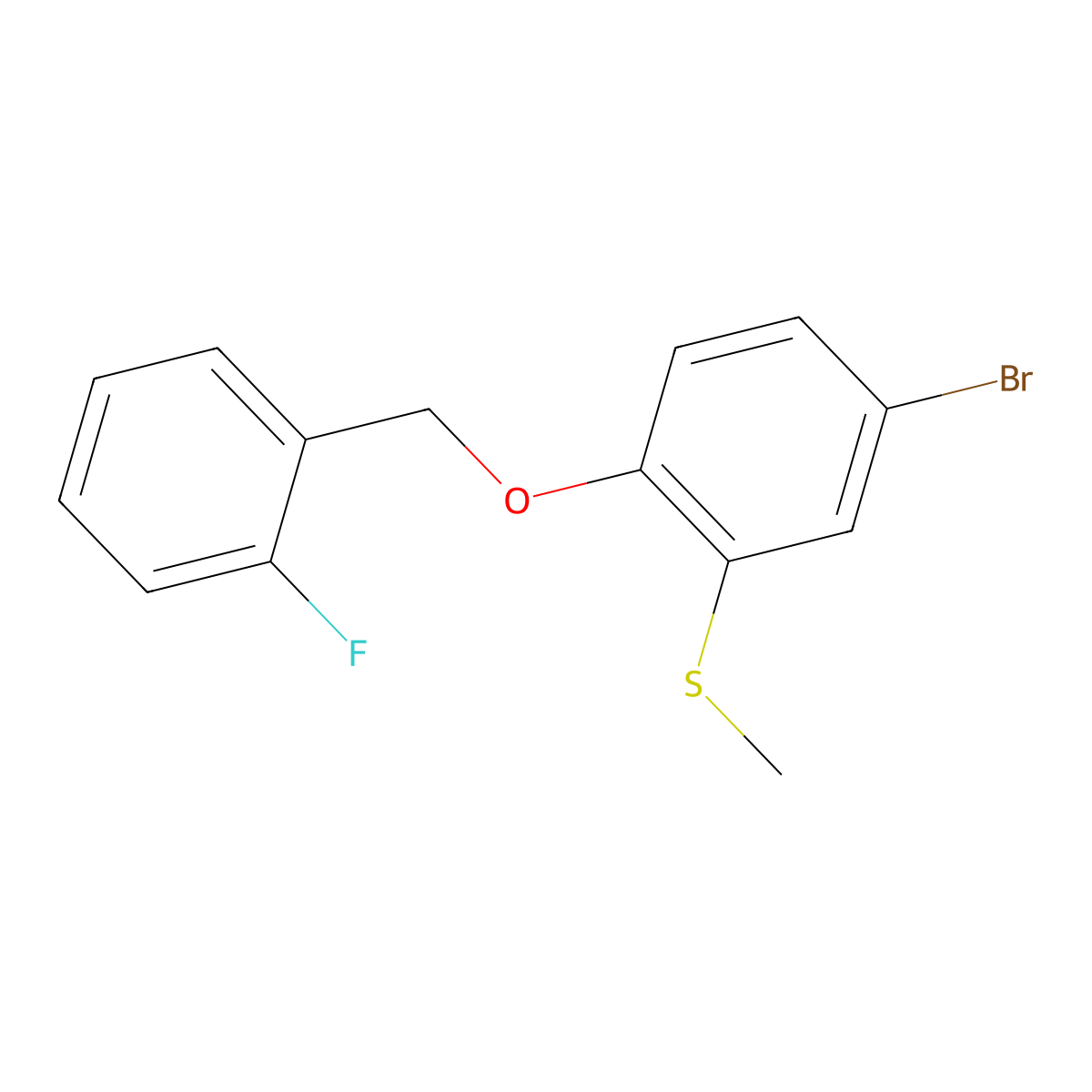4-Bromo-1-[(2-fluorophenyl)methoxy]-2-(methylsulfanyl)benzene molecular structure, CAS 2763756-44-9