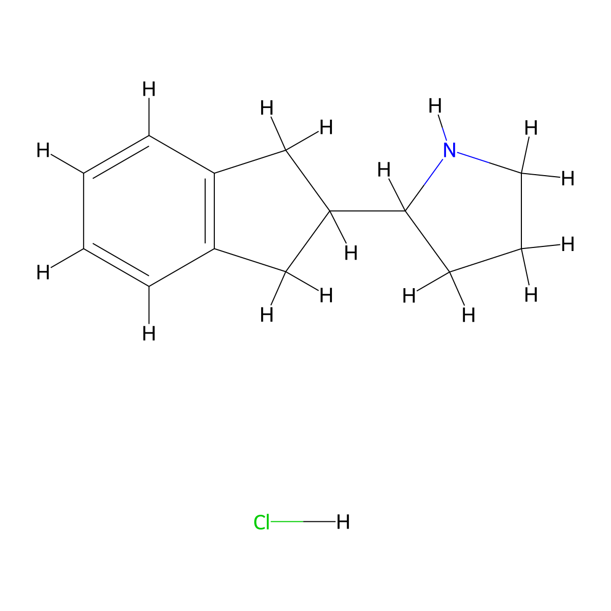 2-(2,3-dihydro-1H-inden-2-yl)pyrrolidine hydrochloride molecular structure, CAS 2763756-45-0