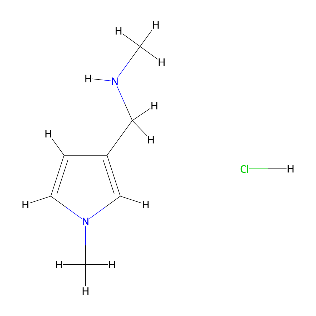 methyl[(1-methyl-1H-pyrrol-3-yl)methyl]amine hydrochloride molecular structure, CAS 2763756-48-3