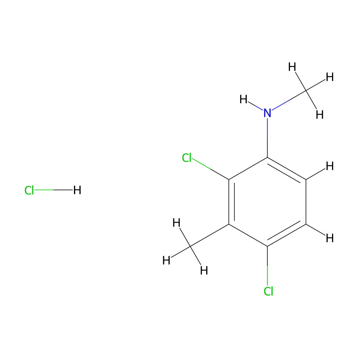 2,4-dichloro-N,3-dimethylaniline hydrochloride molecular structure, CAS 2763756-53-0