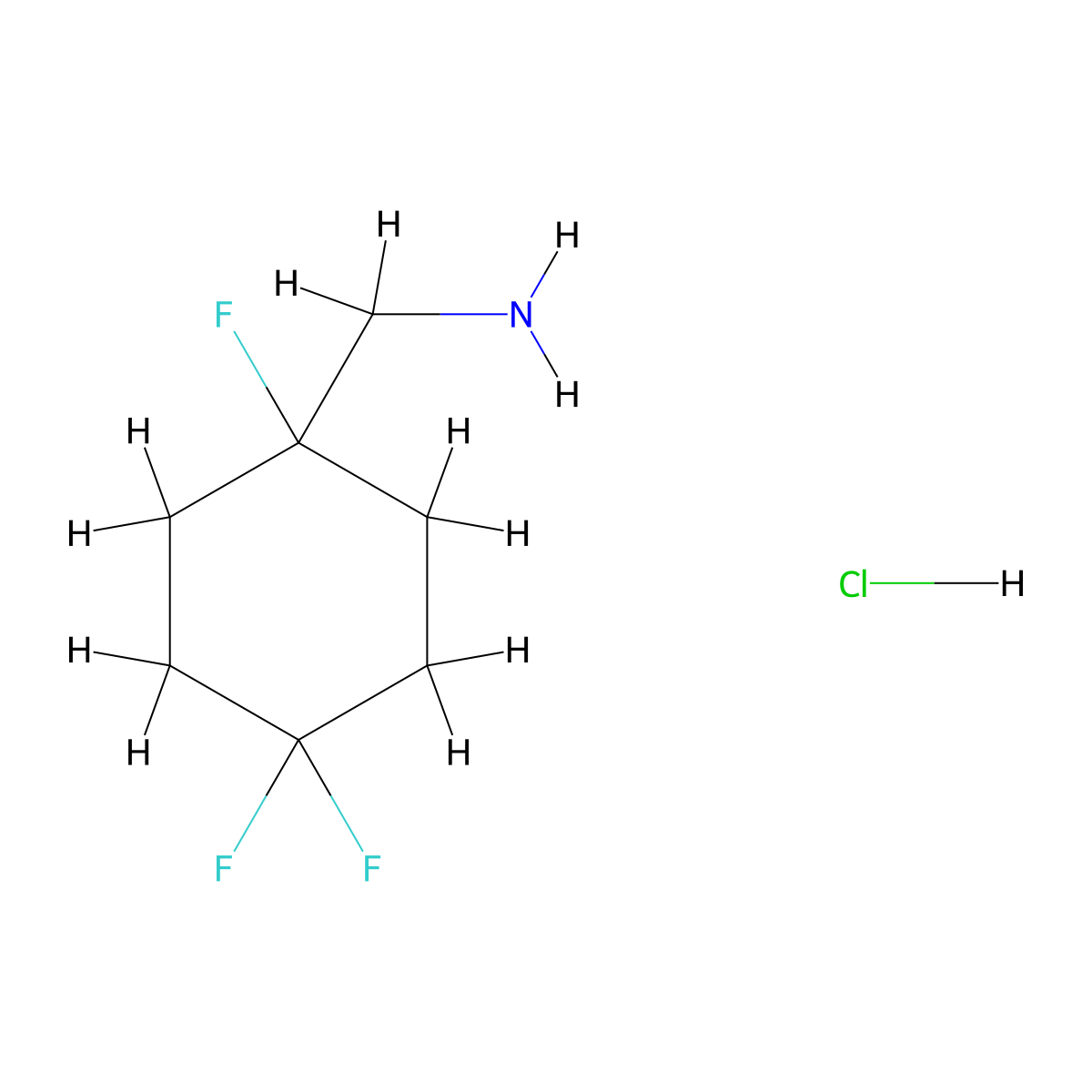 1-(1,4,4-Trifluorocyclohexyl)methanamine hydrochloride molecular structure, CAS 2763756-62-1