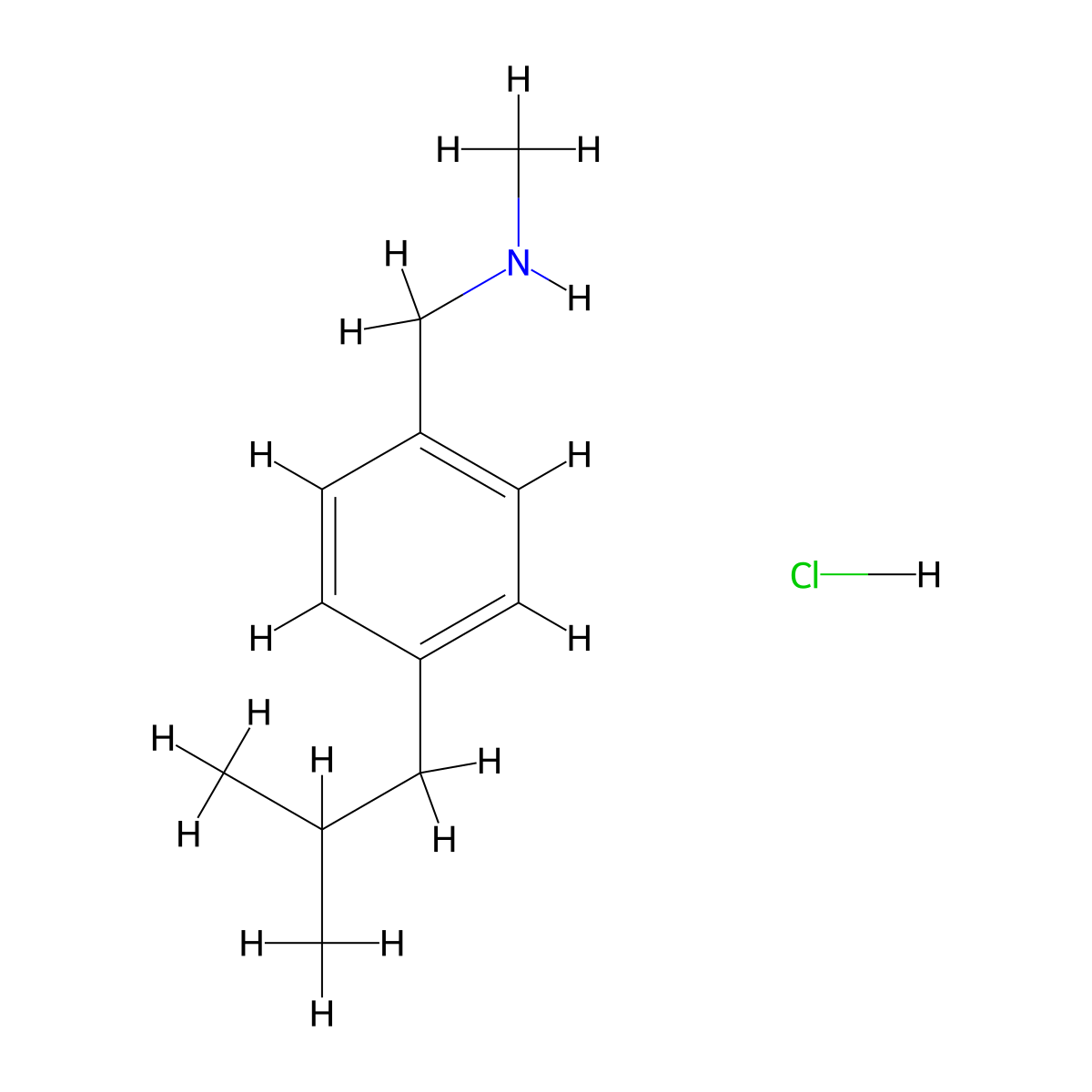Methyl({[4-(2-methylpropyl)phenyl]methyl})amine hydrochloride molecular structure, CAS 2763756-81-4