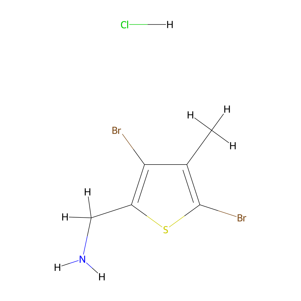 1-(3,5-Dibromo-4-methylthiophen-2-yl)methanamine hydrochloride molecular structure, CAS 2763756-83-6