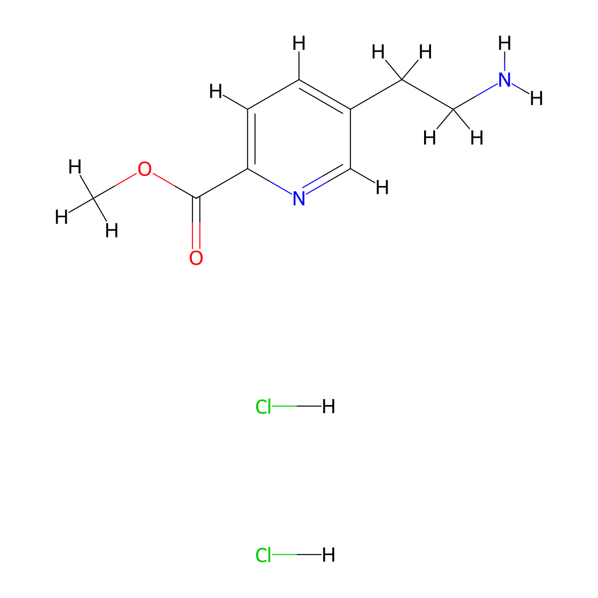 Methyl 5-(2-aminoethyl)pyridine-2-carboxylate dihydrochloride molecular structure, CAS 2763758-38-7