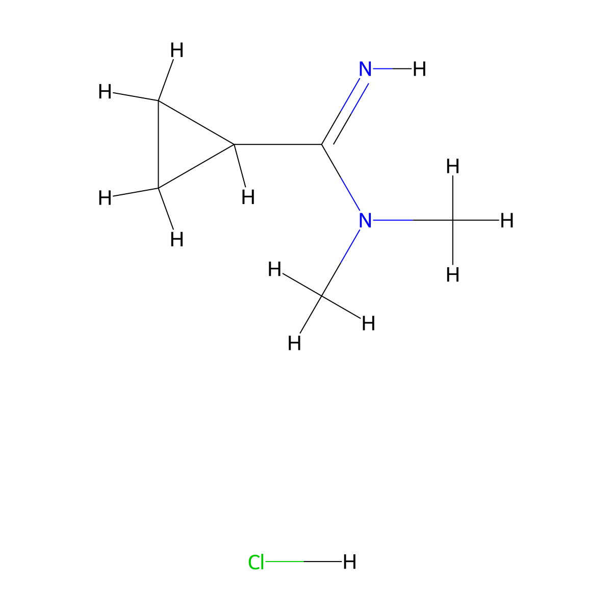 N,N-dimethylcyclopropanecarboximidamide hydrochloride molecular structure, CAS 2763758-51-4