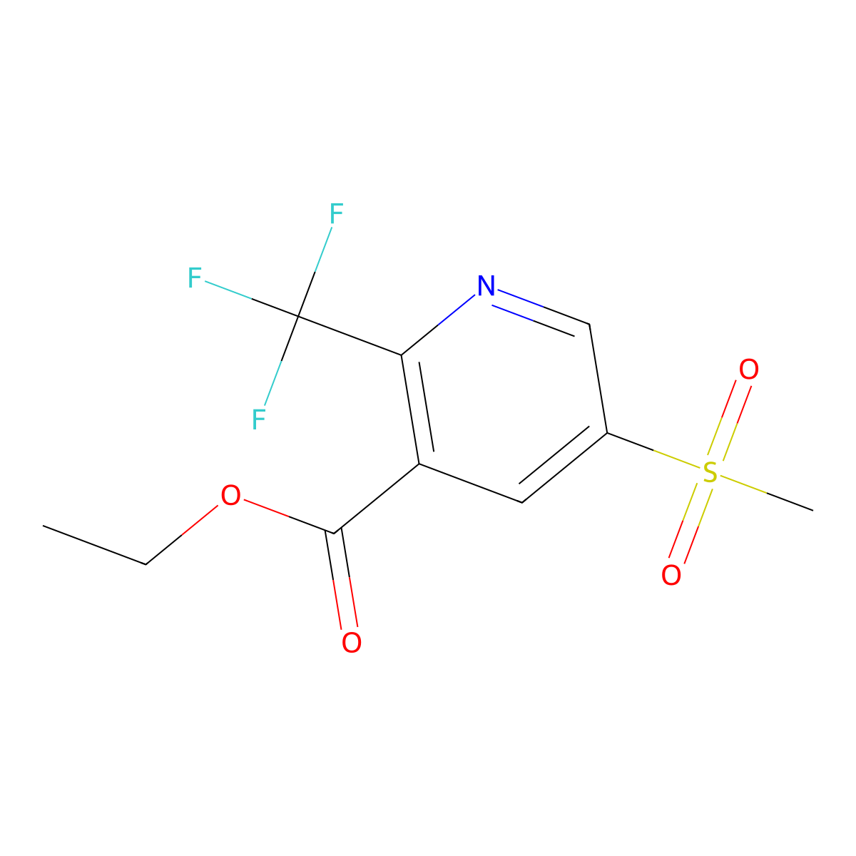 Ethyl 5-methanesulfonyl-2-(trifluoromethyl)pyridine-3-carboxylate molecular structure, CAS 2763758-53-6