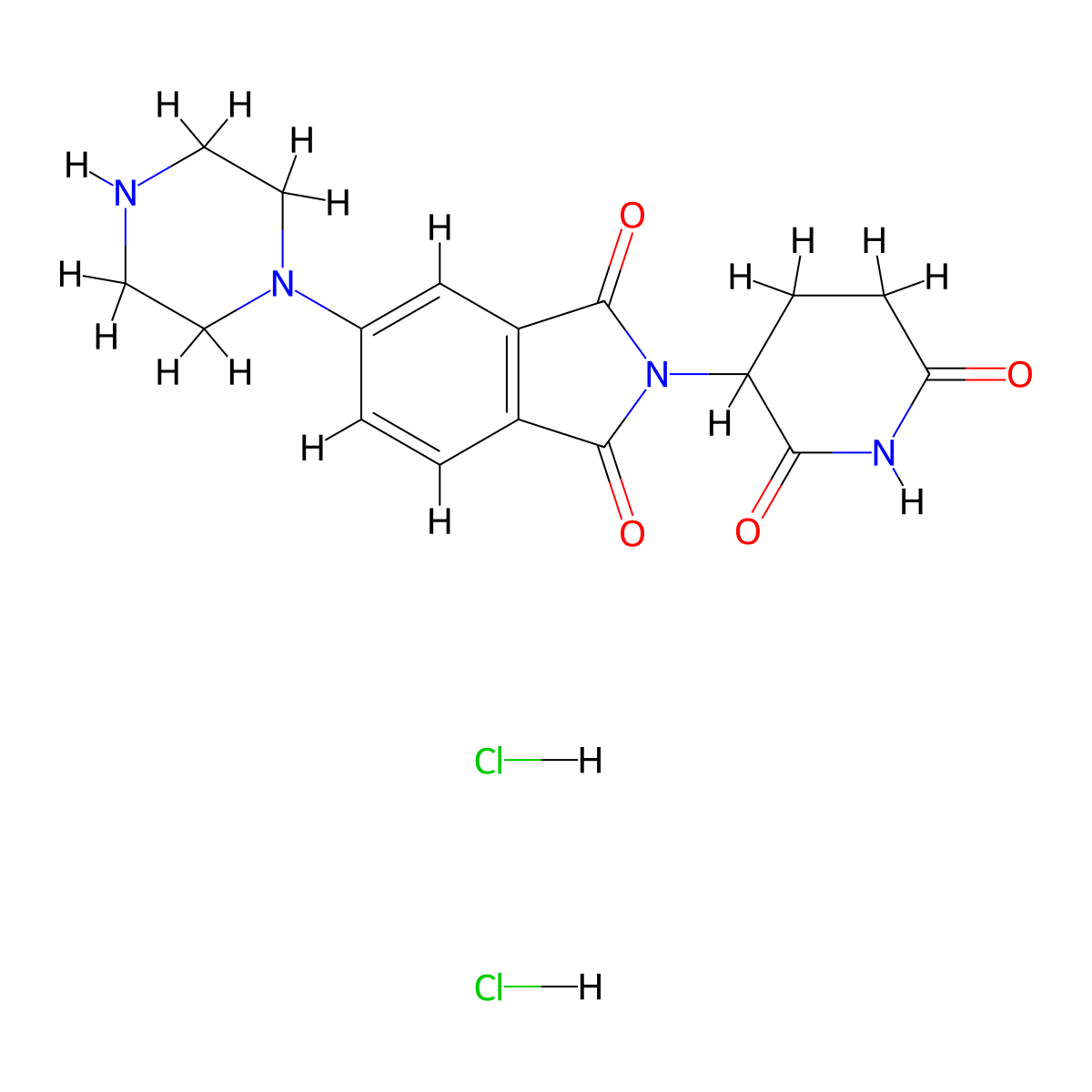 2-(2,6-Dioxopiperidin-3-yl)-5-(piperazin-1-yl)isoindoline-1,3-dione dihydrochloride molecular structure, CAS 2763758-54-7